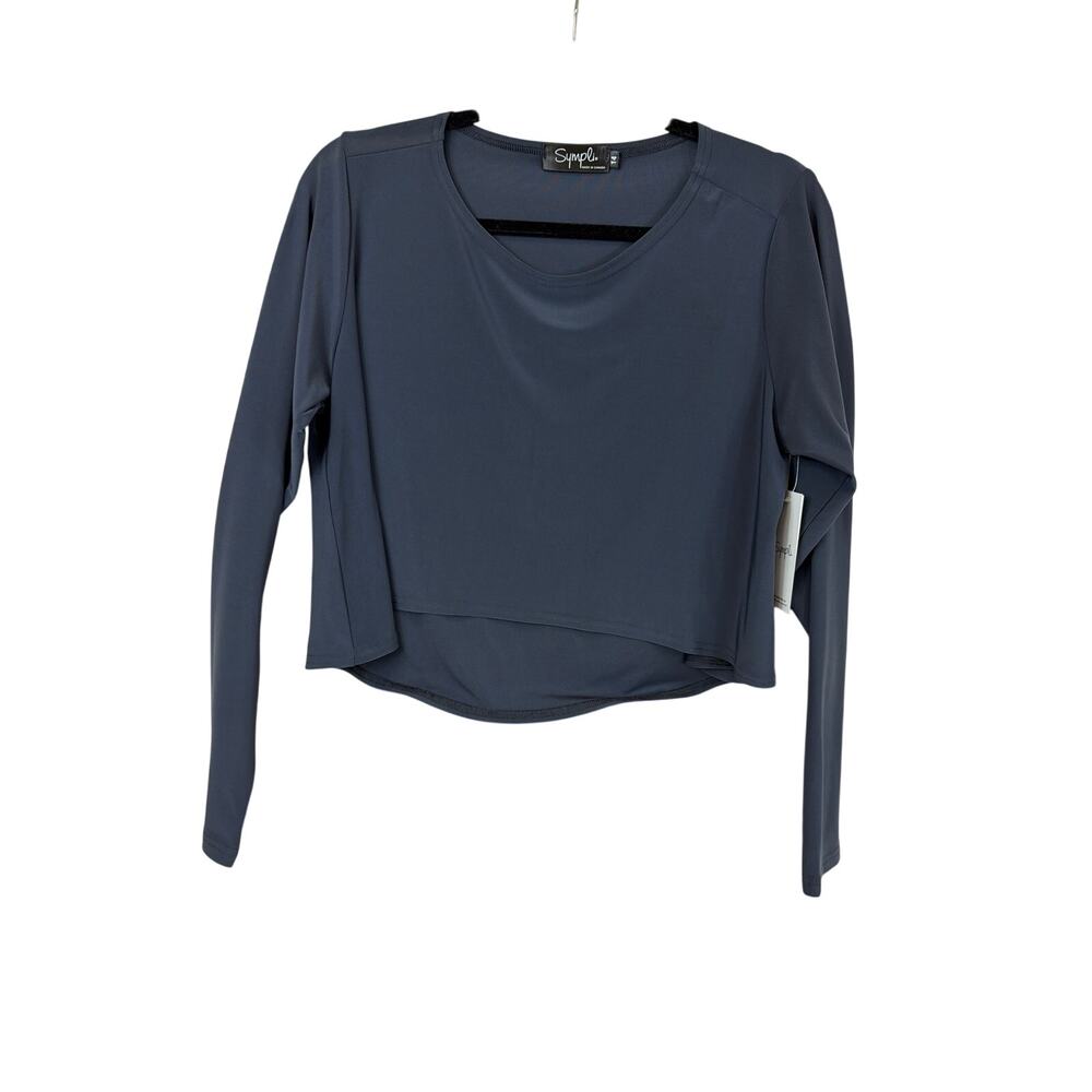 Simpli Blue Long Sleeve Cropped High Low Top Size 14 Made In Canada